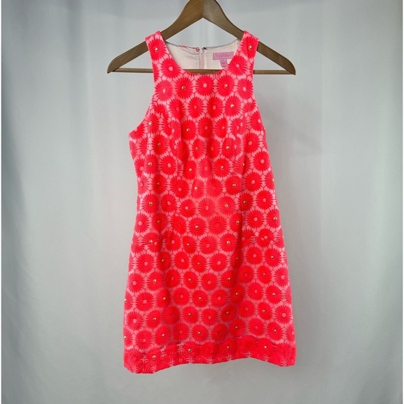 Lilly Pulitzer Pinwheel Pearl Shift Dress in Fiesta Pink Size 2 - Picture 4 of 8